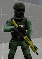 The Taser's CAR-4, held