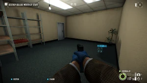 The second floor storage room, note the gas can on the shelf.