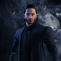 As depicted in-game without his mask.