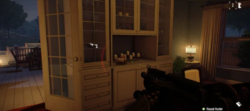 8. Inside a bookshelf in the back entrance to the house