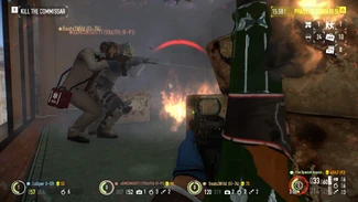 Player with their screen blocked by a bugged Molotov