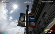 A Streetlamp Banner for Nancy Shwartz in Four Stores