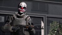 Chains wielding his AK during the Payday 2 trailer.