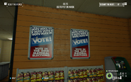 Posters in Four Stores encouraging people to vote in the Elections