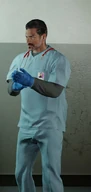 Dallas in his Scrubs.