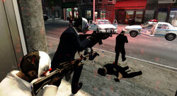 The crew engaging the police.