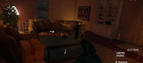 17. On a table right after going up the stairs to the second level in the back