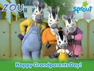Zou and family celebrating grandparents' day in a picture uploaded to Sprout's social media accounts.