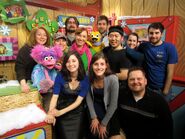 Abby and Leslie Carrara-Rudolph with the Sprout team, Liz Filios, and Chica.