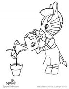 Zou watering a flower.