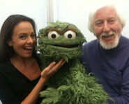 Michele Lepe with Oscar the Grouch and Caroll Spinney.