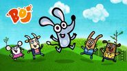 The logo and characters in a Sprout backdrop.