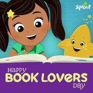 Nina and Star celebrating Book Lovers' Day in a social media picture.