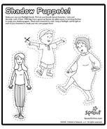 Shadow puppets of Caillou, Nina, and Rosemary.