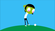 Dot playing golf