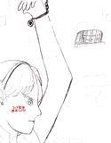 Link, handcuffed to the ceiling, in a prison cell.