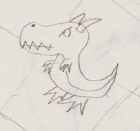 Dino, locked up in . This was Dino's first form.