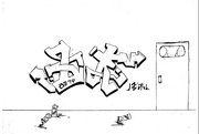 Abandoned alien ship graffiti