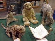 The real stuffed toys owned by Christopher Robin Milne and featured in the Winnie-the-Pooh stories. They have been on display in the New York Public Library in New York City since 1987.