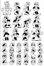 A model sheet of Flip's updated design.