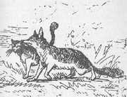 The Fox and Cat as depicted by Enrico Mazzanti (1892).