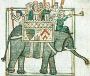 Oliphaunt in a medieval bestiary. Harley 3244, folio 39, after c