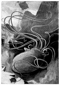 A Martian Invader emerging from the impact crater.