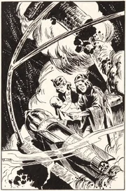 Lara and her husband place their infant son into the rocketship.