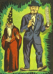 Moe Lynn as Merlin (left) and as himself (right)