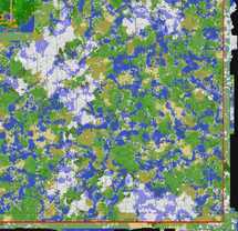 A shot of the southeast corner of the betalands. The orange squares indicate claimed areas.