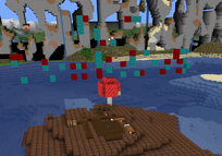 A sign made for TCC Union, long ago converted from shroomlight to nether and warped wart.