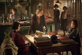 Polly Shelby, Linda Shelby, Esme Shelby and Lizzie at the betting shop