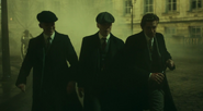 John Shelby, Thomas Shelby, and Arthur Shelby after a fight in Eden Club going to paint the town. (Episode 2.1)