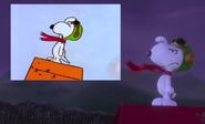 When Snoopy is shot down by the Red Baron, he makes the same salute as he does in It's the Great Pumpkin, Charlie Brown.