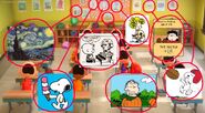 A close examination of the pictures on Charlie Brown's class' wall reveals that there are lots of references to Peanuts' recurring themes, such as Lucy's psychiatry booth, the pumpkin patch, even Frieda's cat, Faron.