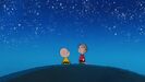 Linus and Charlie Brown in the night sky with stars