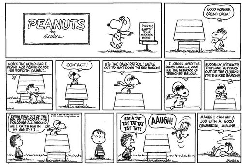 Peanuts Snoopy Red Baron Dog House Comic Strip Charlie Brown Round