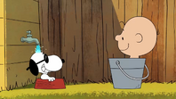 Snoopy and Charlie Brown enjoy the best they could on their own pool to cool themselves