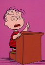 Linus doing his speech