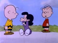 Lucy: "You hit me, you blockhead." Charlie Brown: "I didn't hit you, you ran into my fist." Lucy: "What was your fist doing in the middle of the sidewalk?" Charlie Brown: "If your brother had given my sister a valentine, this never would have happened."