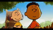 Franklin telling Charlie Brown that they could finish the race even though they did not win the race