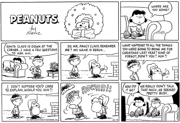 peanuts christmas comic strip