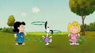 Sally, Lucy and Snoopy doing hula-loops