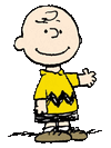 Charlie Brown with his hand straight