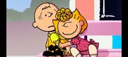 Sally Brown hugs Charlie Brown for sharing his ice-cream to his sister
