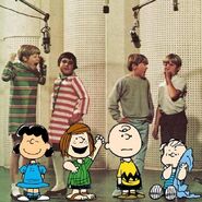 L to R: Sally Dryer (Lucy), Gail de Faria (Peppermint Patty), Peter Robbins (Charlie Brown), and Chris Shea (Linus)