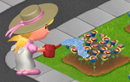 Mimi watering flowers