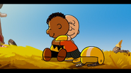 Charlie Brown and Franklin hug
