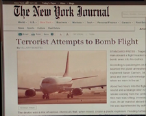 Article about a terrorist attempting to detonate a bomb on an airplane, written by Hillary Benefiel (“Zero Day”)