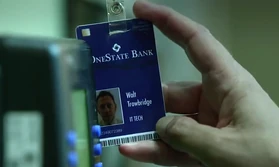 Finch's employee card under the alias "Walt Trowbridge" (“Judgment”)